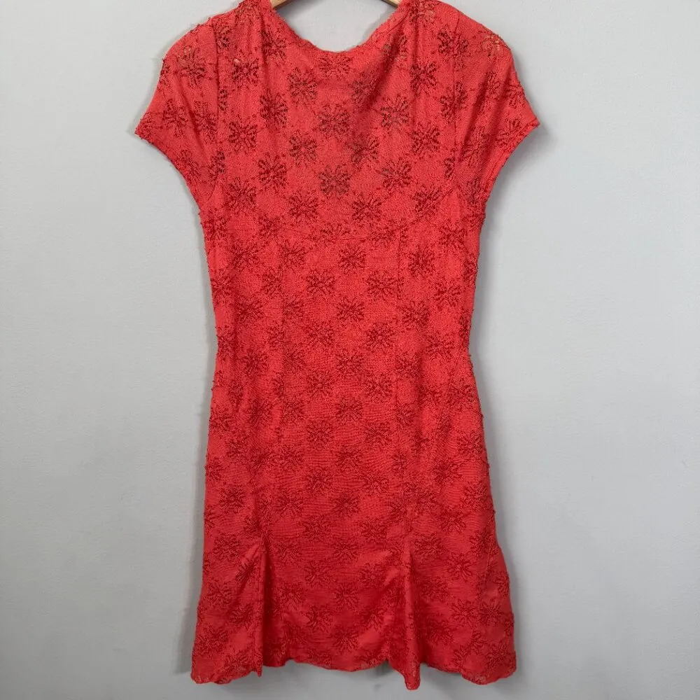 Free People Daisy Godet Lace Mini Dress Women's Medium Orange Embroidered Boho - Image 12