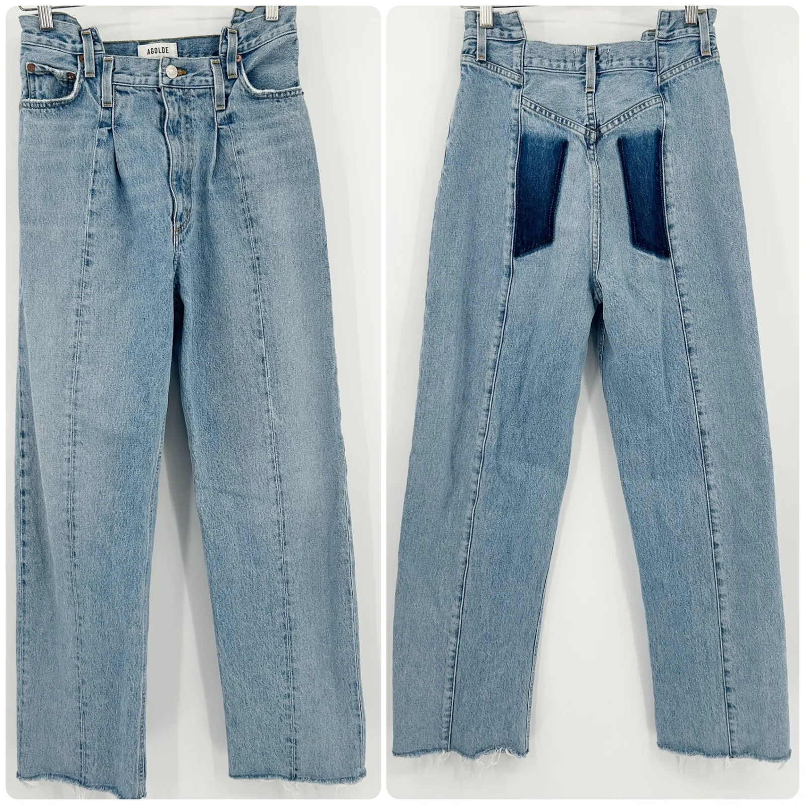 AGOLDE x Revolve Organic Cotton Raw Hem High Waist Wide Leg Angled Jeans Size 27 - Image 3