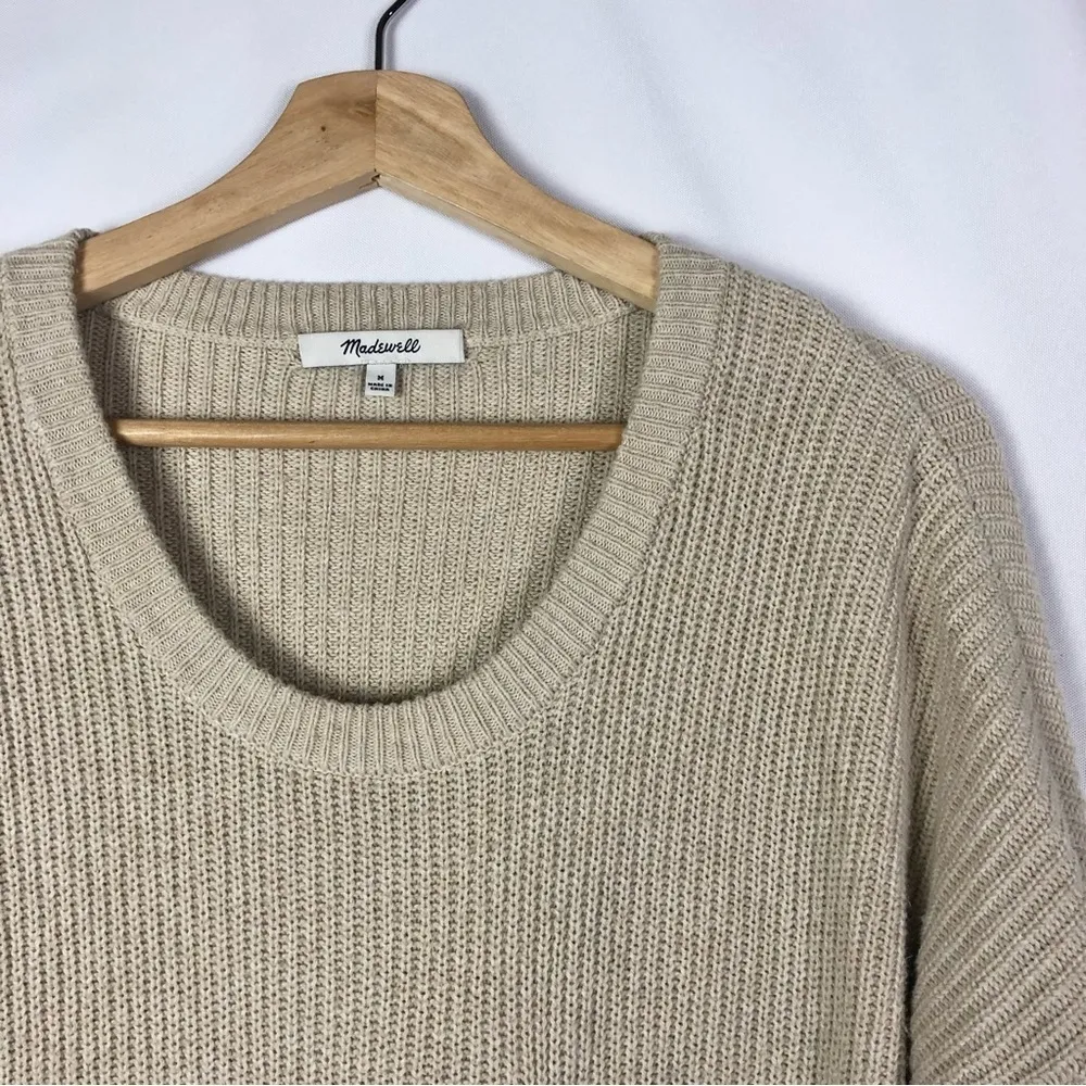Madewell Thompson Pocket Beige Pullover Scoop Neck Sweater M - Image 4