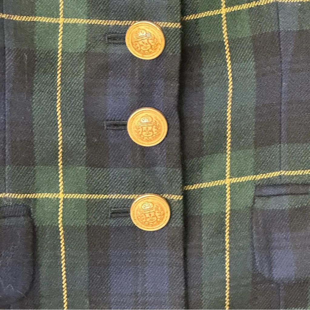 Embassy Row 2P VTG pure wool Plaid Tartan oxford timeless blazer Blue - Image 10