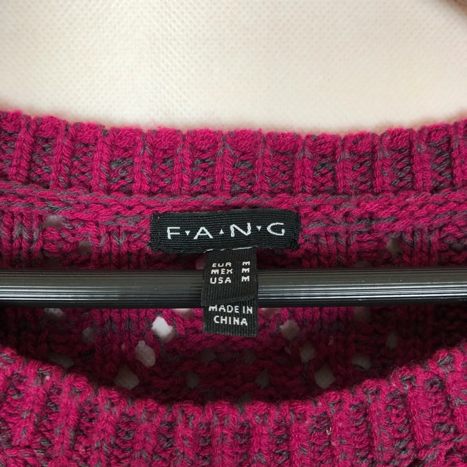 FANG Open Knit Pullover Pink Women's Sweater Juniors Size Medium - Image 3