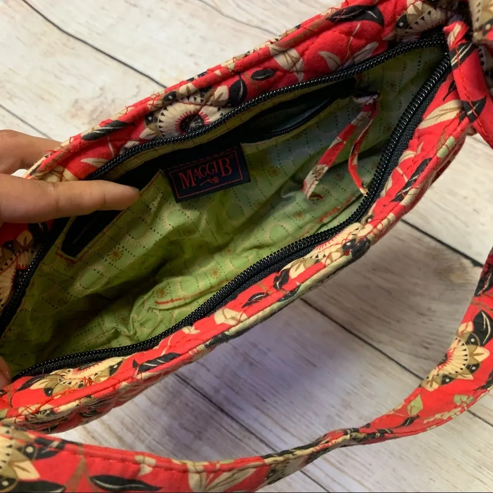 Maggie B Red Patterned Quilted Purse - Image 7