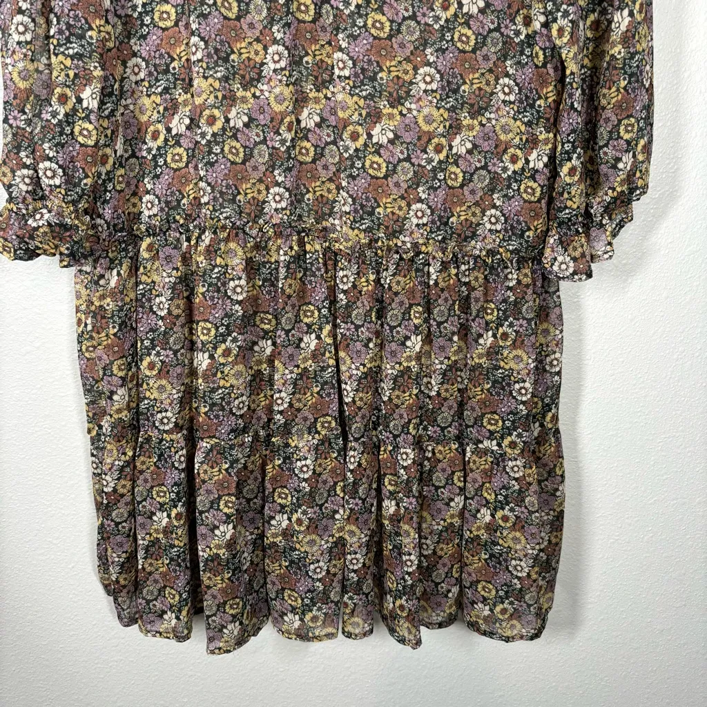 Rewind Multicolor Grunge Whimsy Floral Sheer Dress Size Medium - Image 3