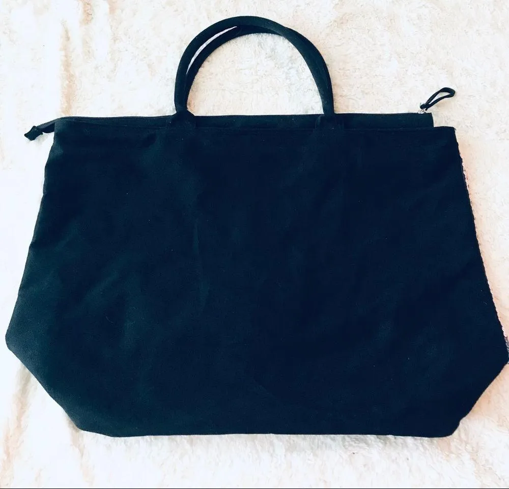 Victoria's Secret Limited Edition Pink & Silver Sequins Stripe Tote Bag Purse - Image 7