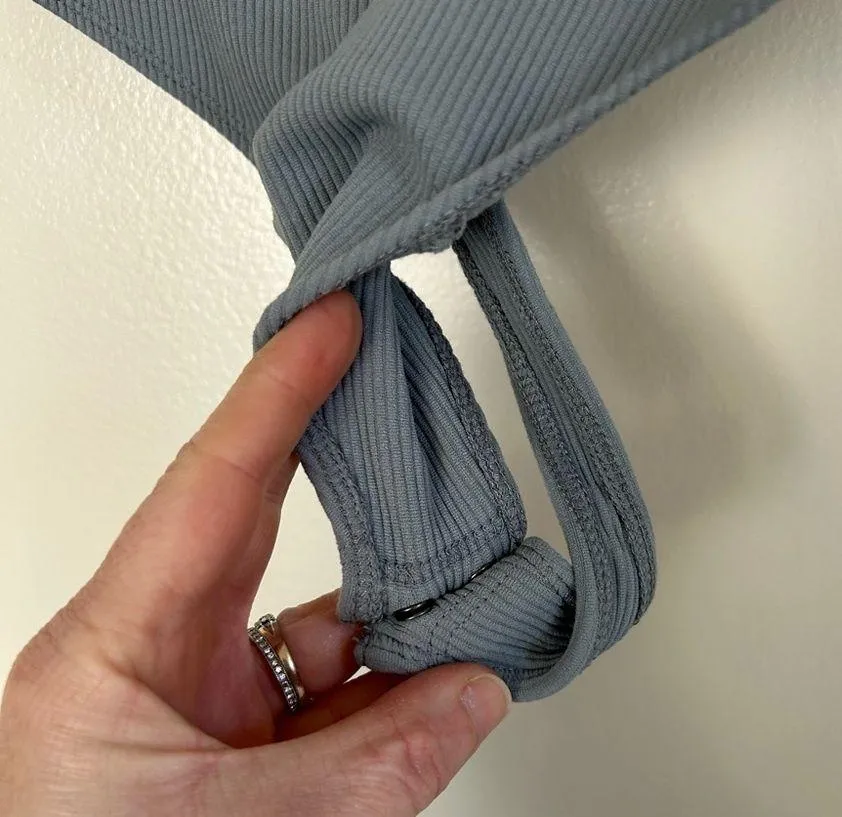 Abercrombie & Fitch Dusty Blue Ribbed Short Sleeve Henley Bodysuit S - Image 3