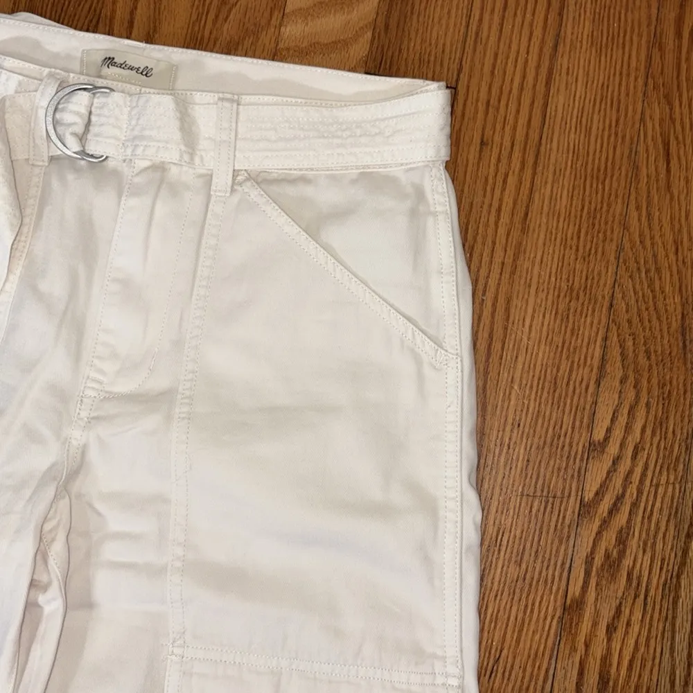 Madewell‎ Belted Slouchy Straight Cargo Pants in Garment Dye Ivory size 26 NWT - Image 6