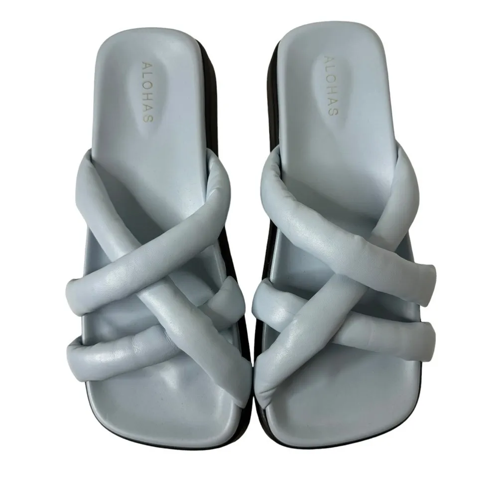 Alohas Slip on Cross Sandal in Baby Blue 42 US 11 - Image 5