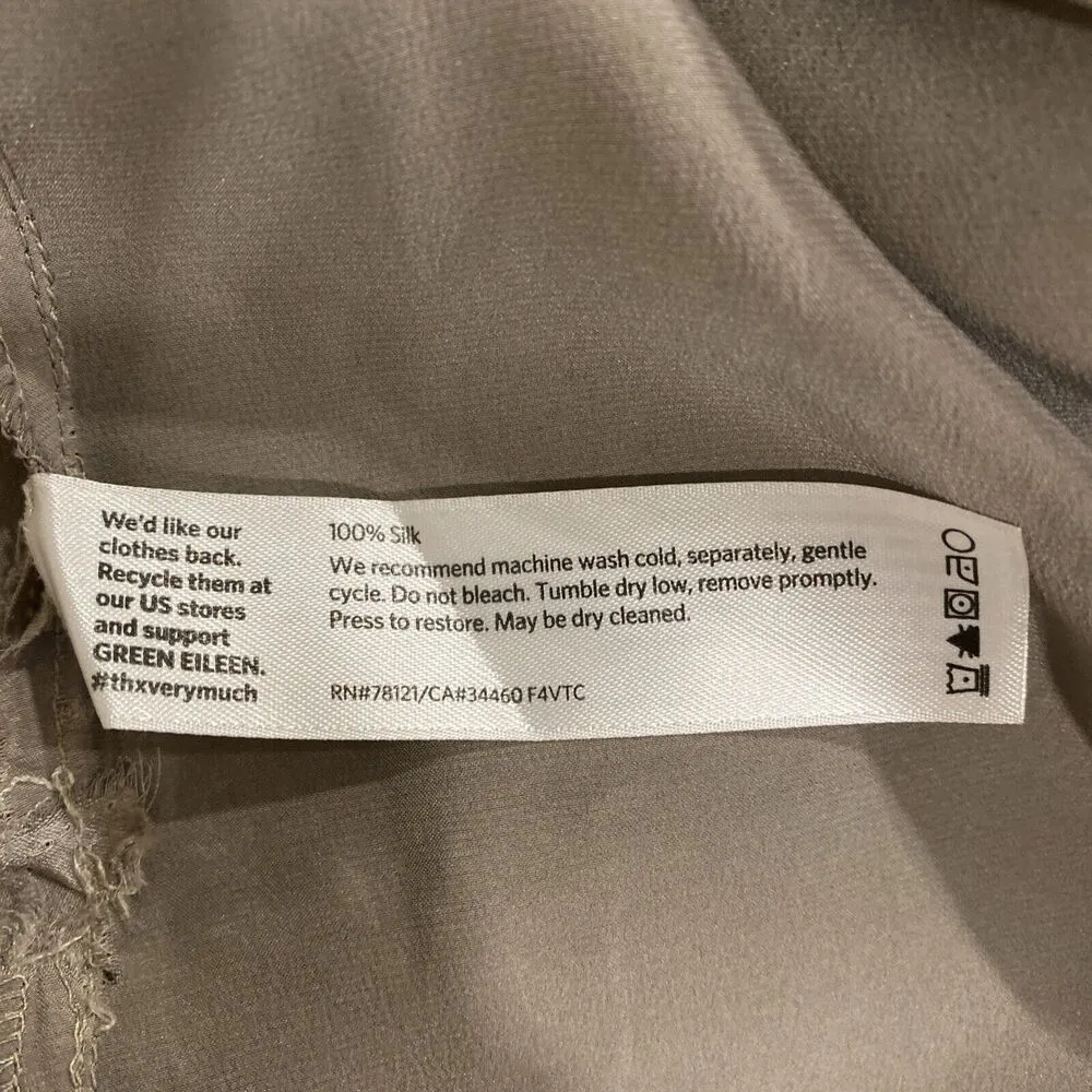 Eileen Fisher Silk Sleeveless Hi Lo Light Gray Shirt Dress $295 Size Small - Image 8