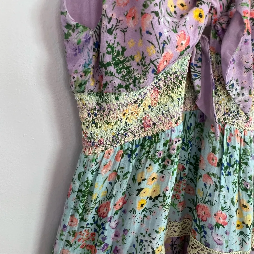 Alice + Olivia Karolina Tie Front Tiered Tassel Maxi Dress Sz 8 - Image 7