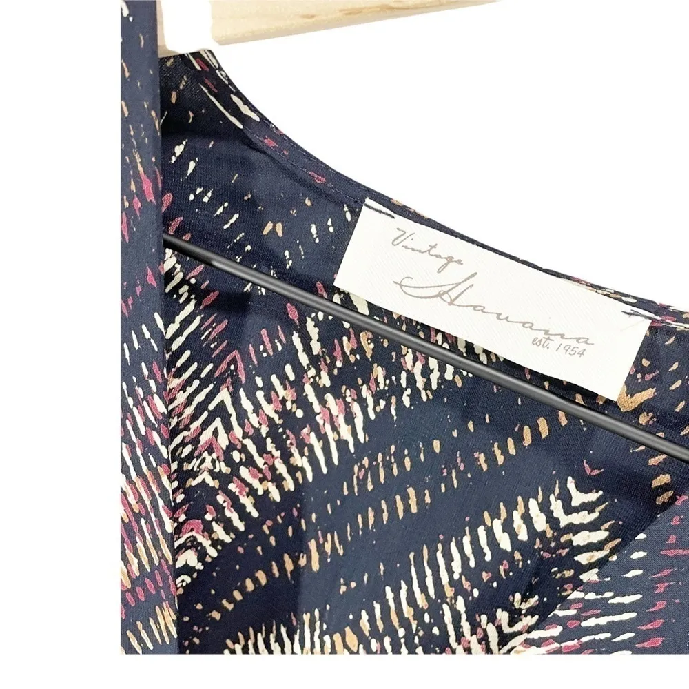 Vintage Havana Navy Speckled Long Sleeved Shorts Romper Womens Sz S - Image 4