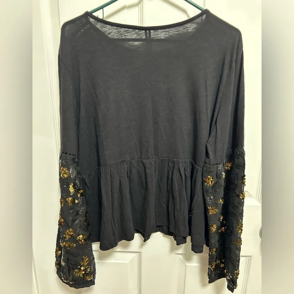 Anthropologie Black and Gold Embellished Blouse - Image 7