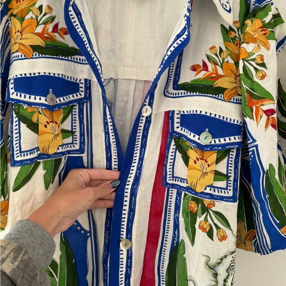 FARM RIO Off White Tropical Destination Midi Dress S - Image 9