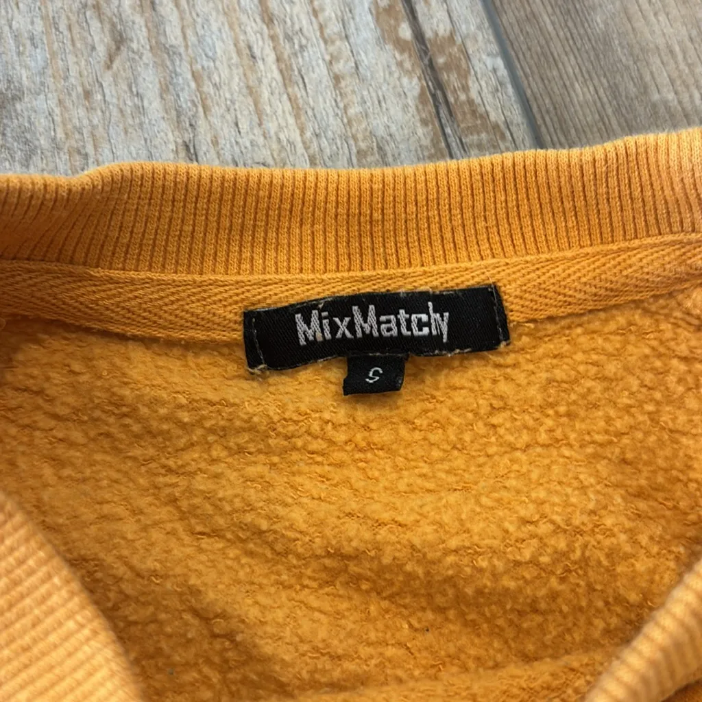 Mix Matchy Crewneck Fleece Sweatshirt 💗 Gold Mustard Yellow Size S - Image 2