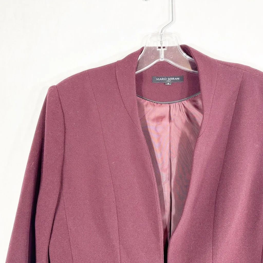 Mario Serrani Size 8 Blazer Jacket Maroon Lined Hook Eye‎ Closure Italy 384 - Image 3