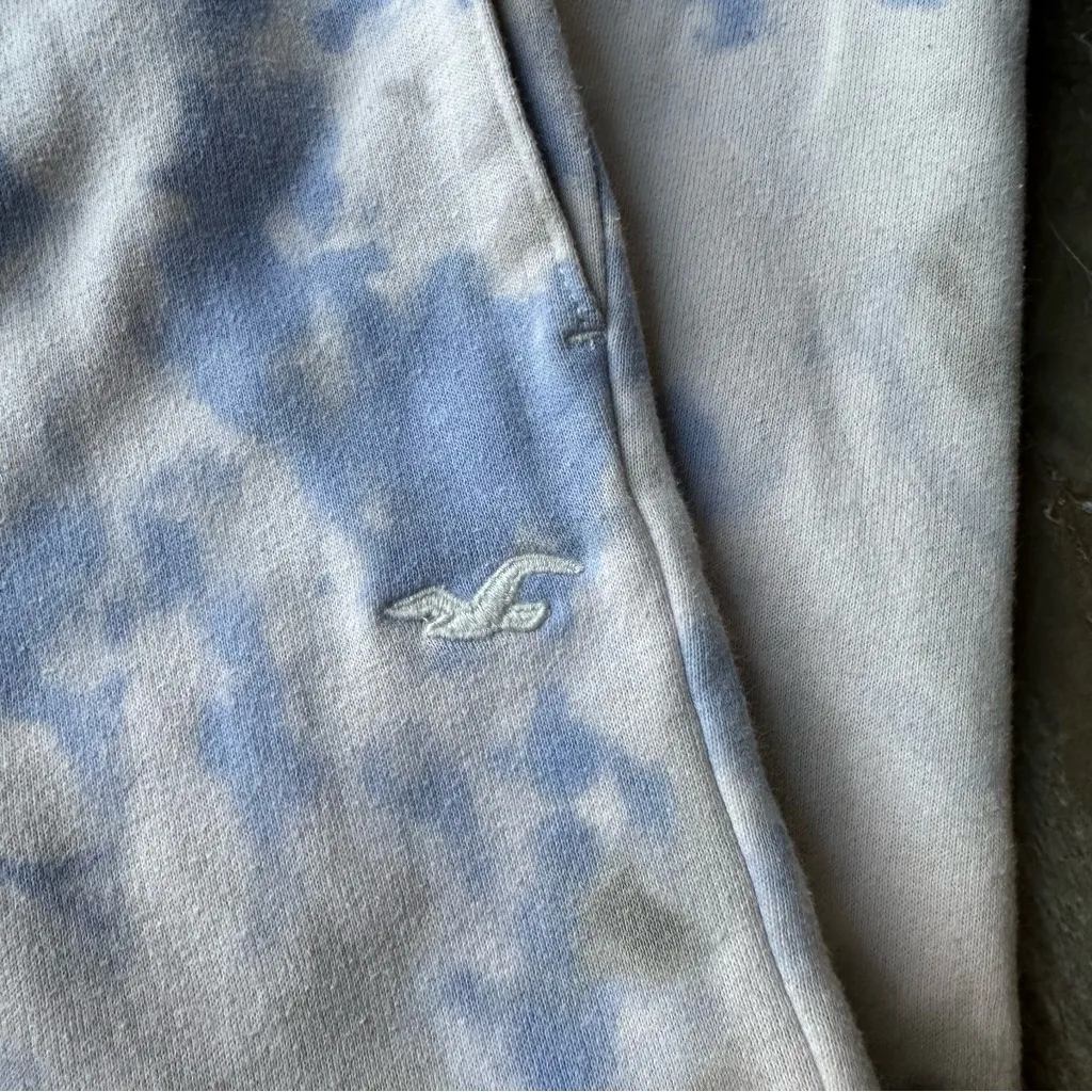 Hollister Feel Good Fleece Dad Joggers Sweatpants Blue Gray Tie Dye Size XS - Image 3