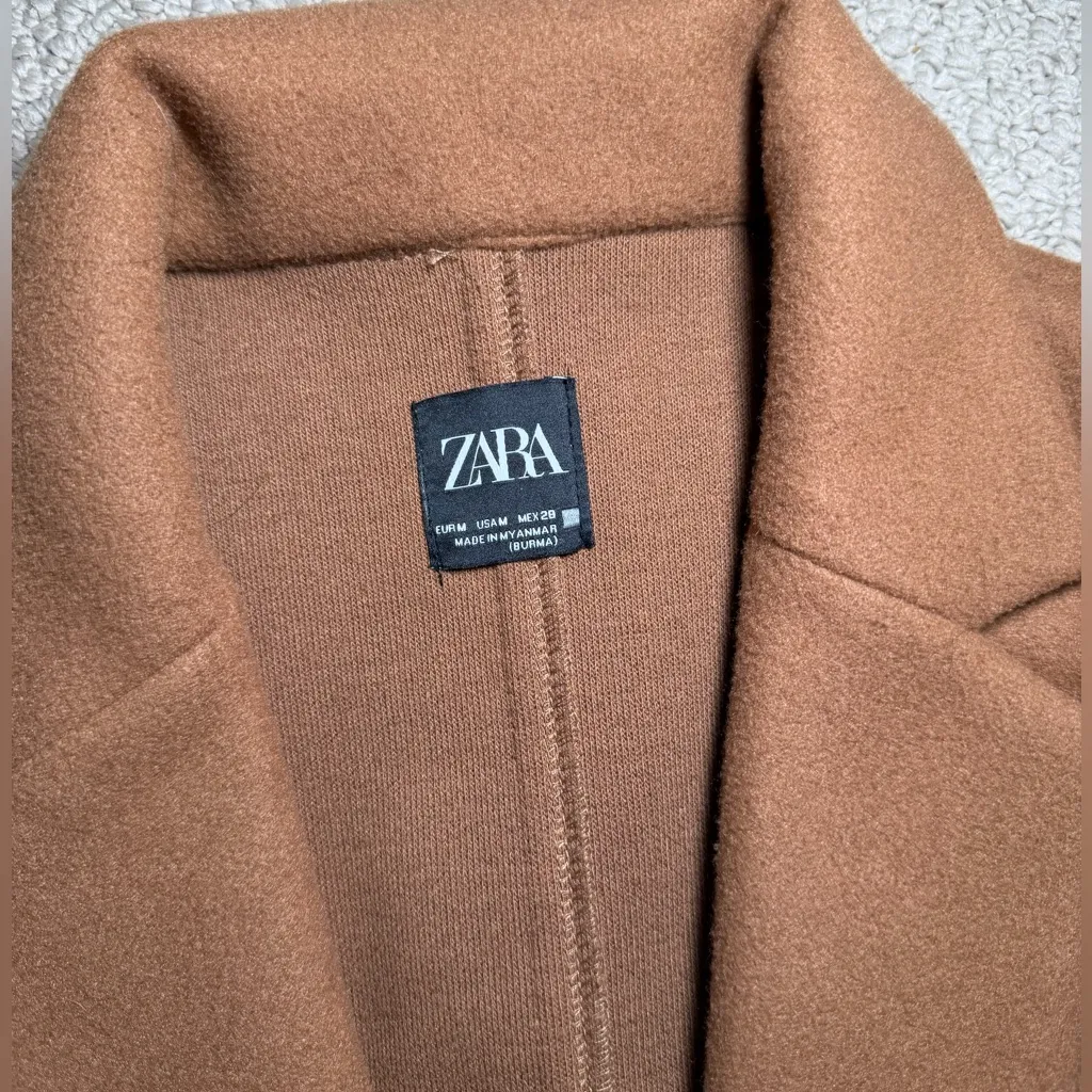 Zara Camel Brown Long Coat - Image 4