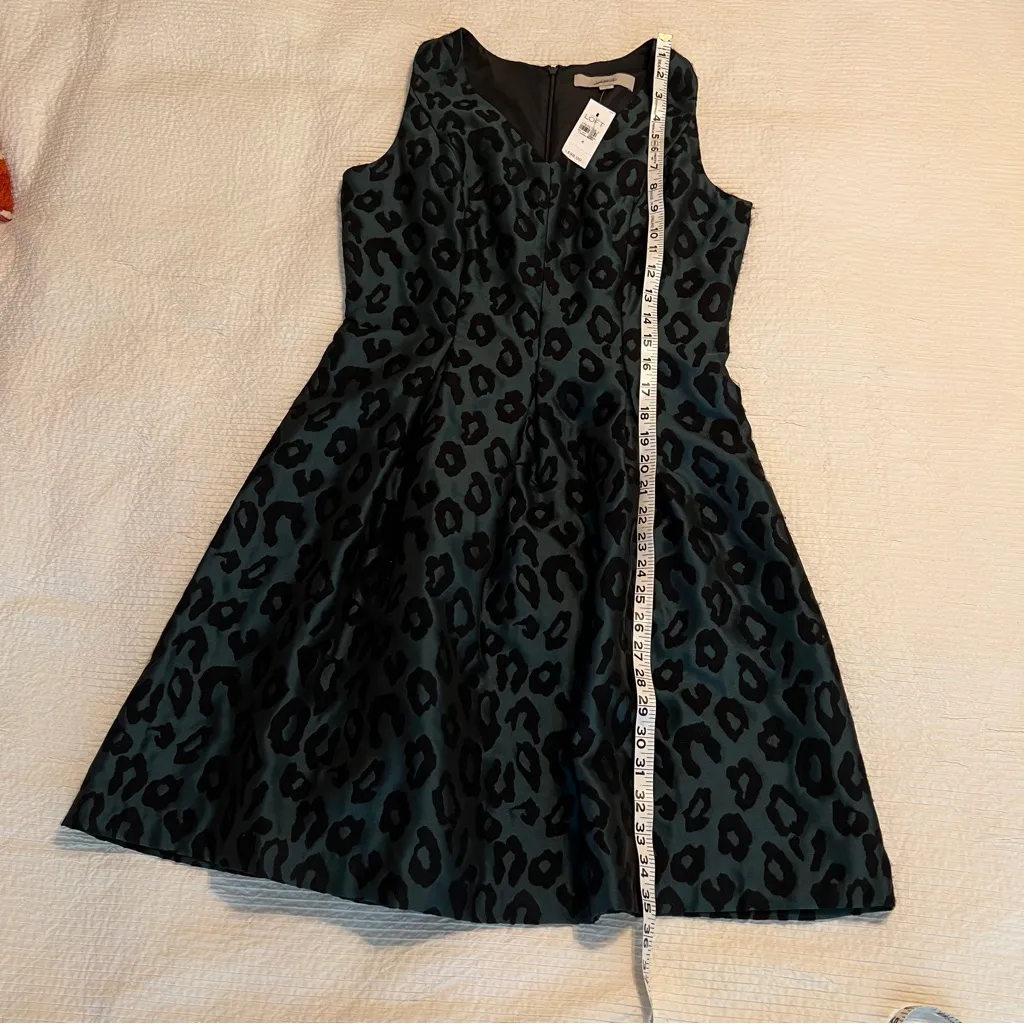 LOFT dress cocktail jacquard green black animal print sleeveless size 4 - Image 9