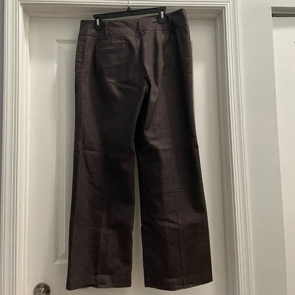 Larry Levine Womens Wide Leg Flat Front Stretch Dress Pants Size 12 Brown - Image 2