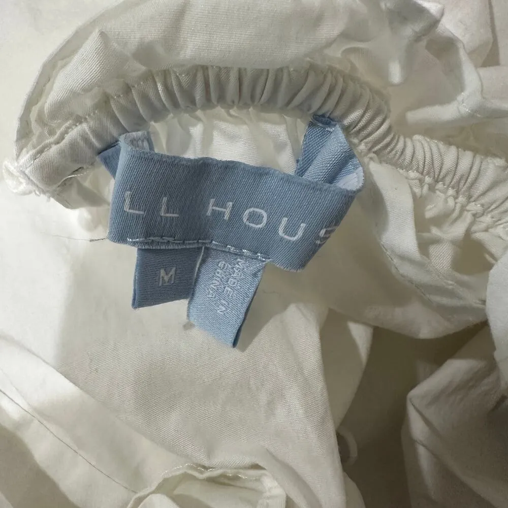 M Hill House Tuckernuck White Puff Sleeve Blouse Size M - Image 3