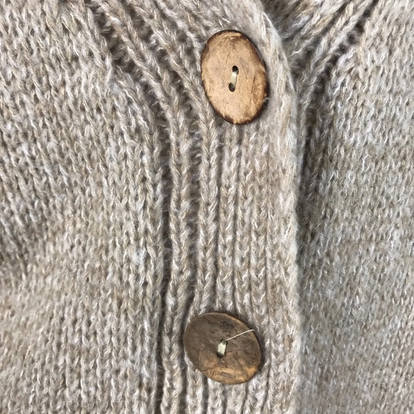 HAWLILI Wool Knit Cardigan Sz M Beige Cozy Y2K Retro Nostalgia Cotagecore Office Size M - Image 11