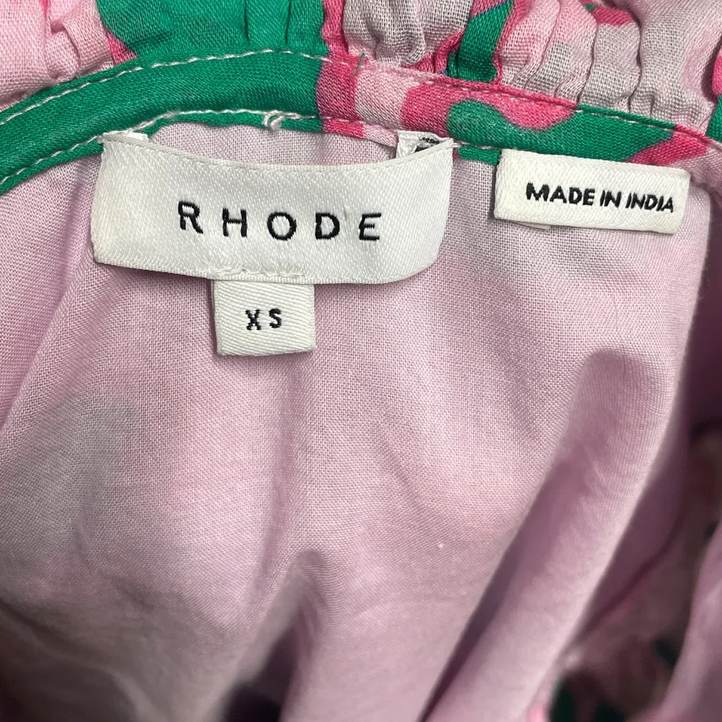 Rhode Womens Lydia Take It Easy Pink Green Floral Print Midi Wrap Dress Size XS - Image 10