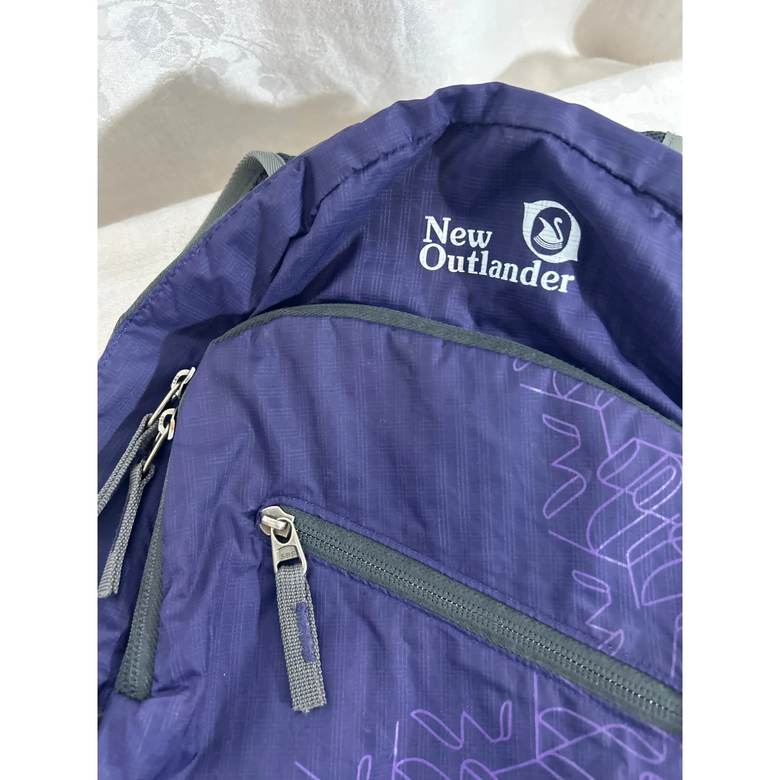 New Outlander Backpack Purple Small Nylon Zip Pockets Hiking Packable - Image 2
