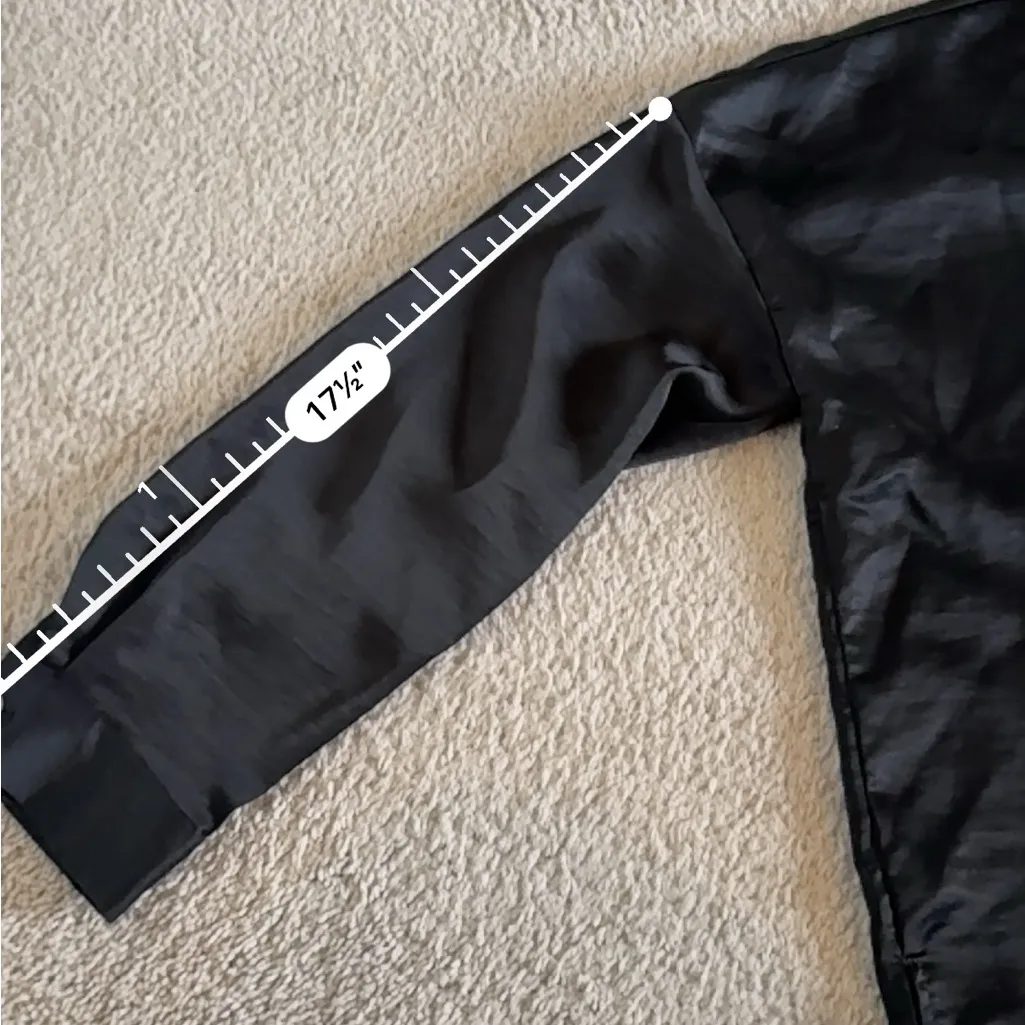 Zara Black Satin Oversized Womens Loose Fit‎ Button Down Blouse Size M - Image 7