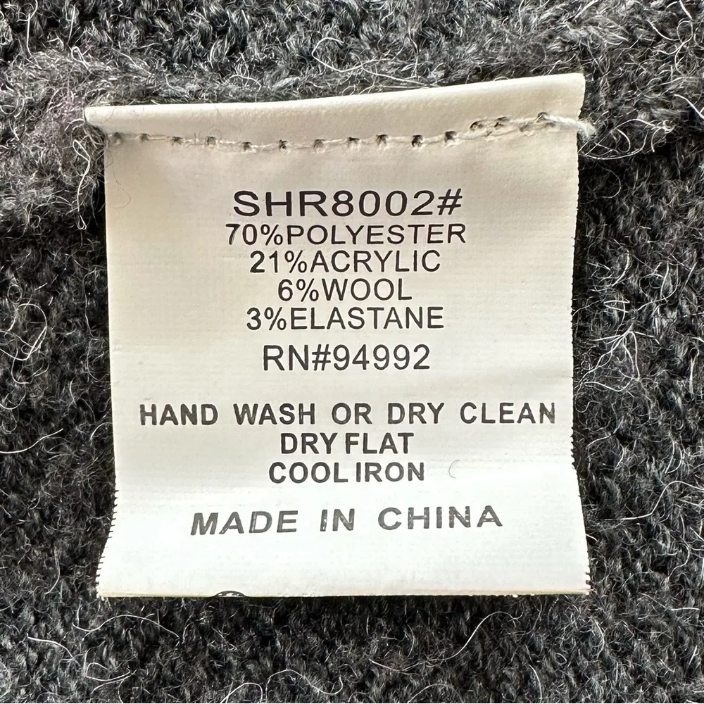 Patrizia Luca Milano Wool Blend Gray Hooded Faux Fur Cuffs Cardigan, Size XL - Image 11