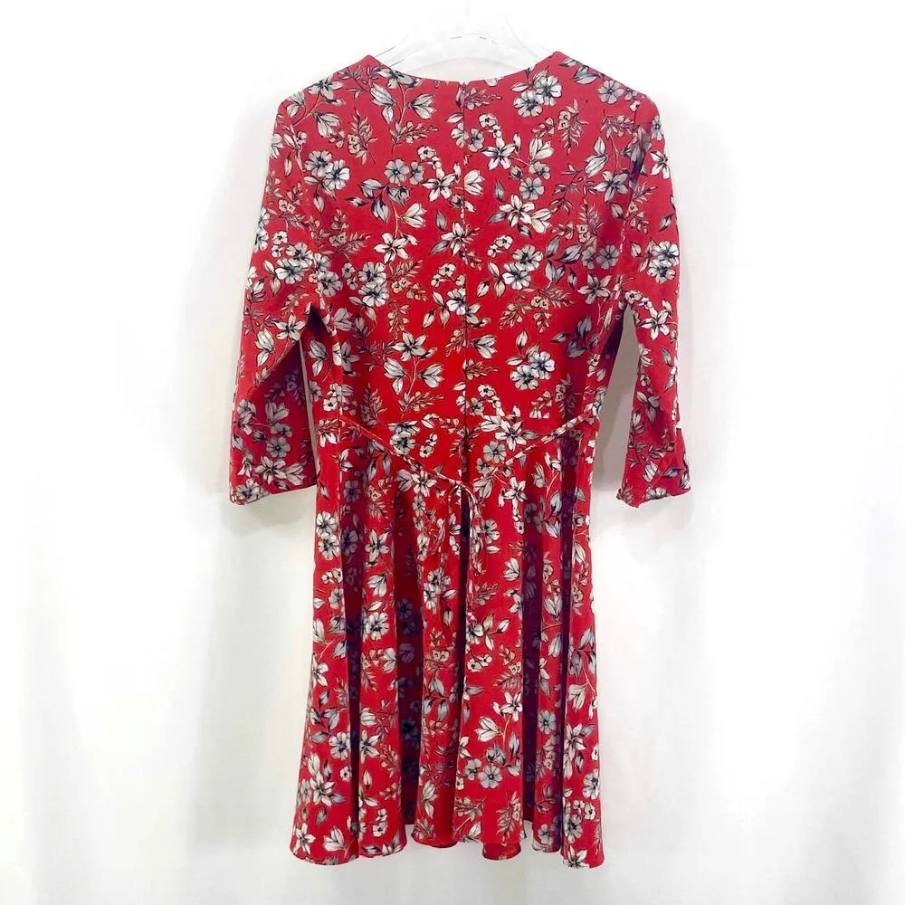 NEW LOOK ASOS Red Floral Knee Length Casual Dress - Image 5