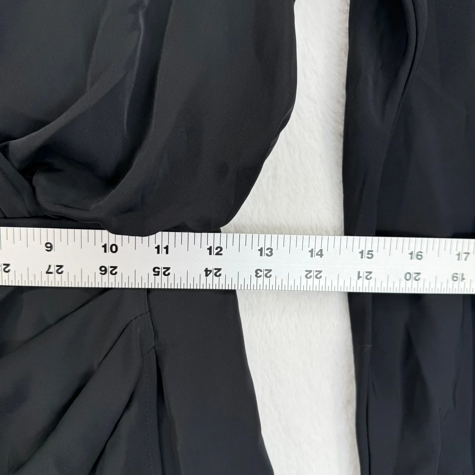 Abercrombie & Fitch Black Long Sleeve Surplice Mini Dress XS Fit to Flatter‎ - Image 3