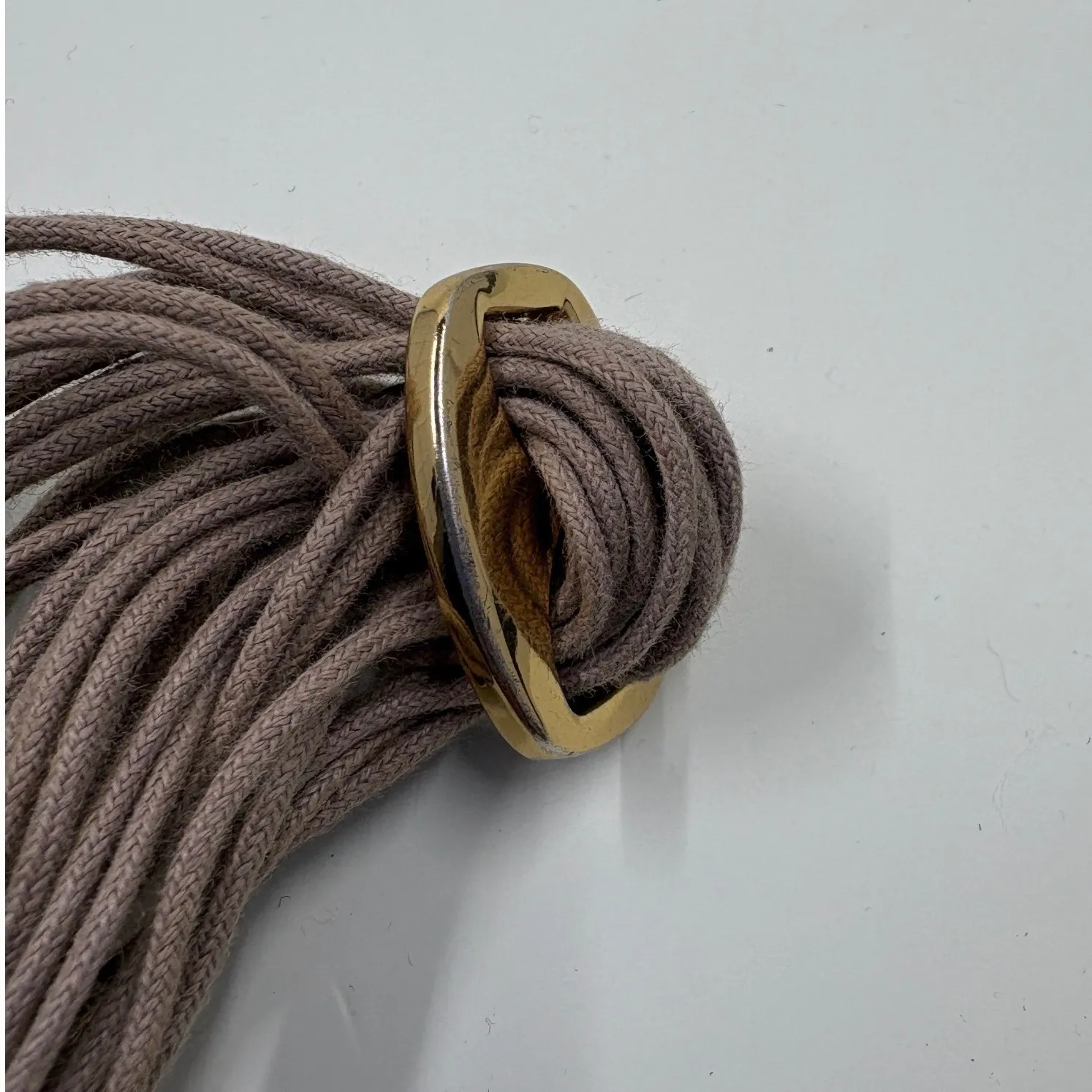 Gillian Julius RB2M Multi Strand Cord Bracelet Taupe Metal Tube Gold Silver Tone Tan - Image 9