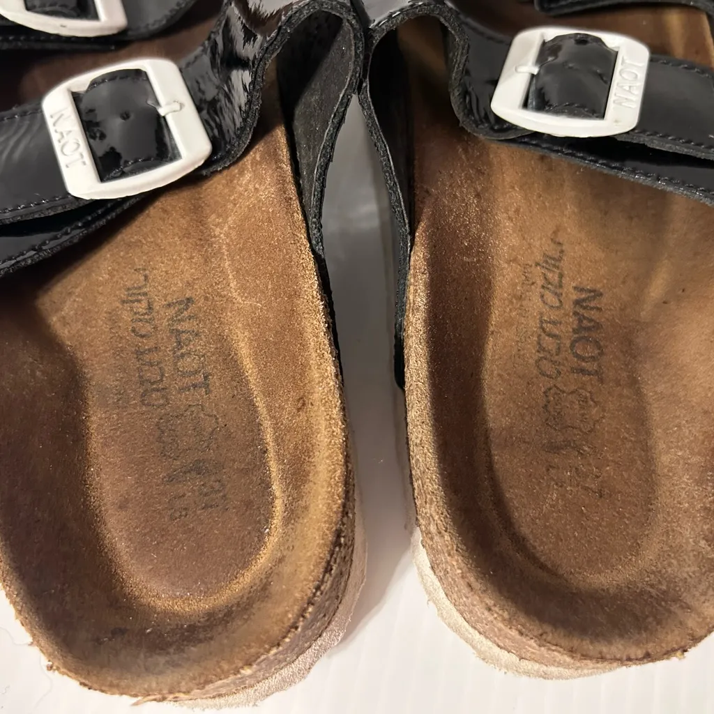 Naot Black patent Buckle Straps slide on sandals women size 37 EU / 6.5 US - Image 6