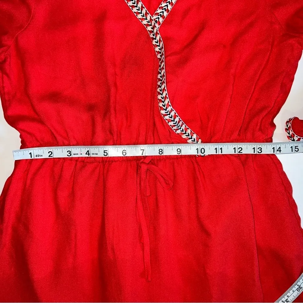 Jack by BB Dakota Klea Embroidered Surplice Dress Fire red size small - Image 11