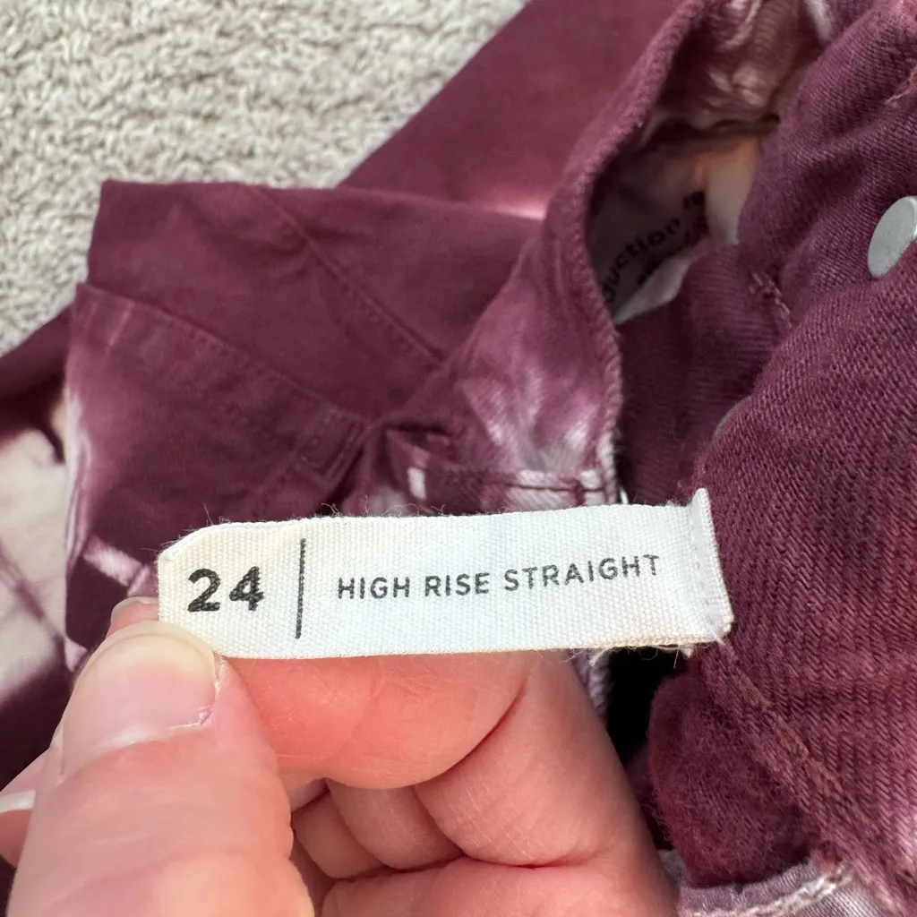 PacSun Raspberry Tie Dye High Rise Straight Leg Jeans - Image 4