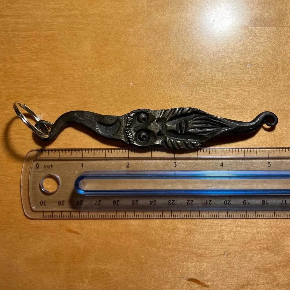 Wizard Half Moon Hand Forged Iron Keychain - Image 8