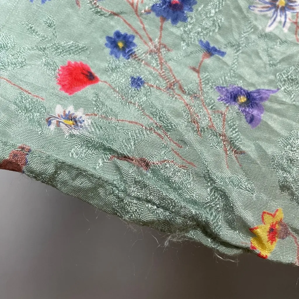 Vintage 90s Broomstick Skirt Floral Midi Elastic Waistband Sz Small Rayon Hippie Green - Image 8