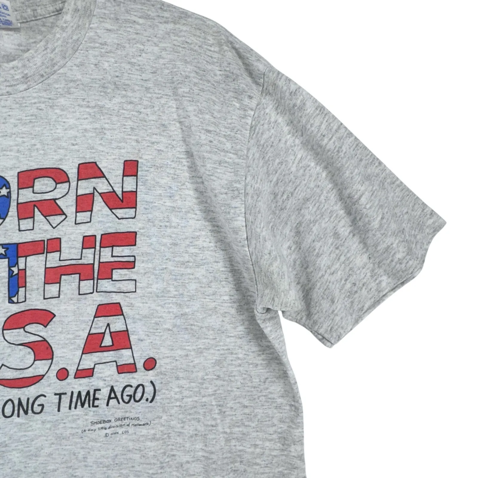 Vintage Shoebox Greetings Born in the USA Graphic Tee XL Made in USA 90s Gray - Image 4