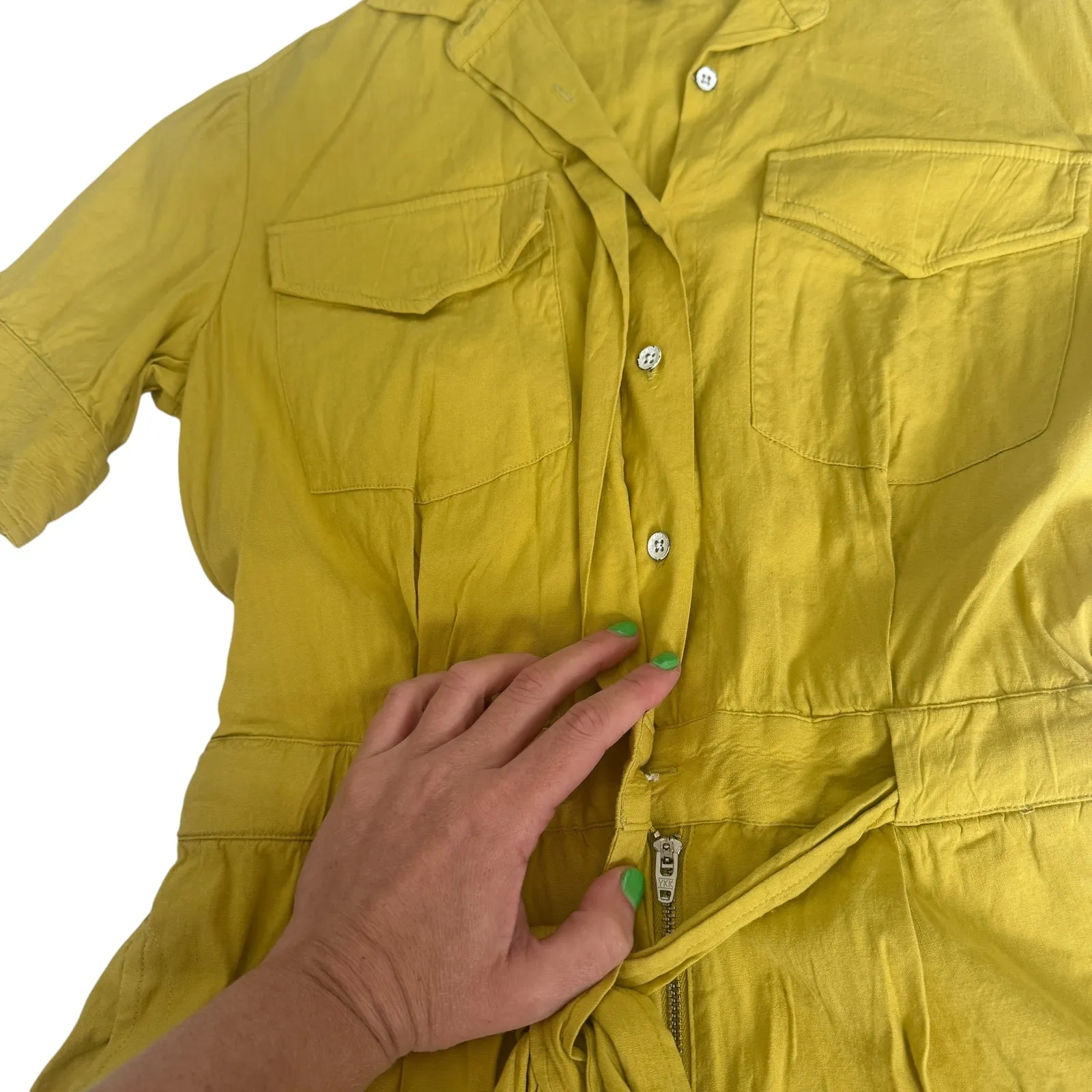 Rag & Bone Utility Romper Chartreuse - Image 6