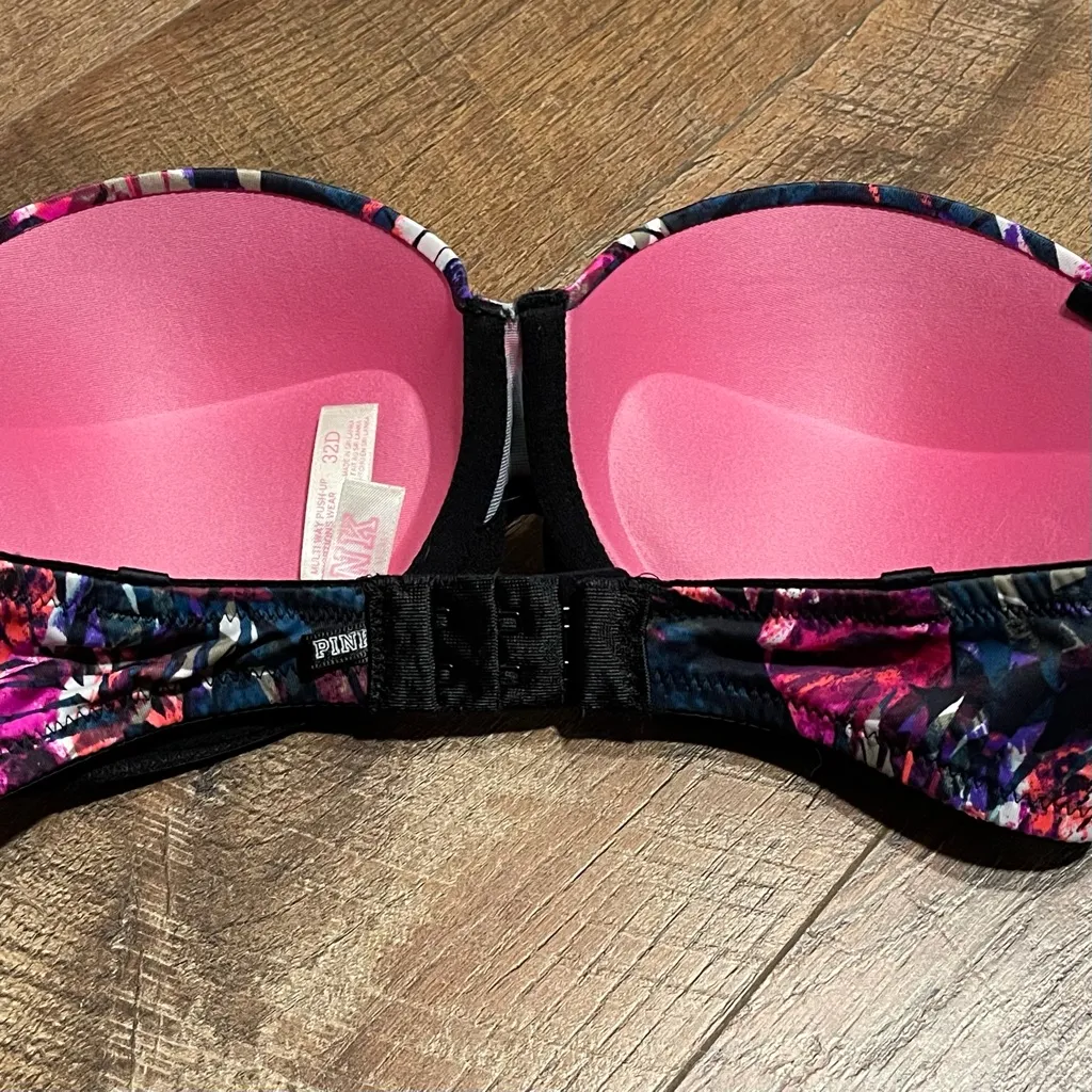 Pink Victoria's Secret Padded Tropical Chic Woman's Bra Size 32D - Image 4
