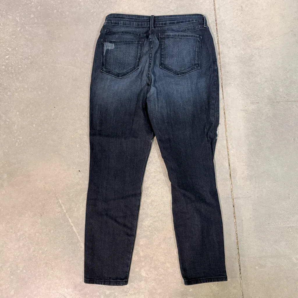 NYDJ Women's‎ Alina Ankle Skinny Jeans 12 Dark Wash Distressed Denim Shapewear - Image 2