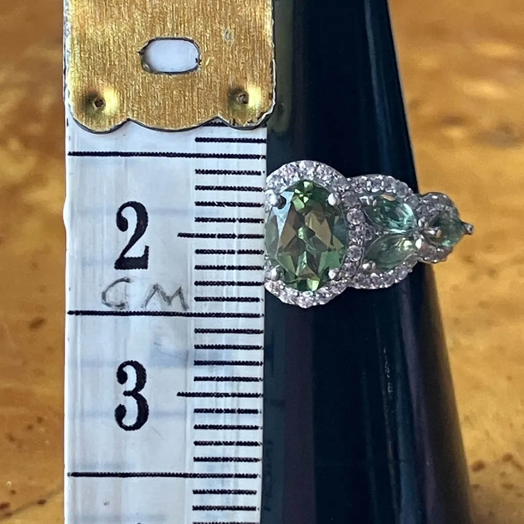 Natural Pine Apatite Sterling Silver Art Deco Ring Size 6 - Image 7