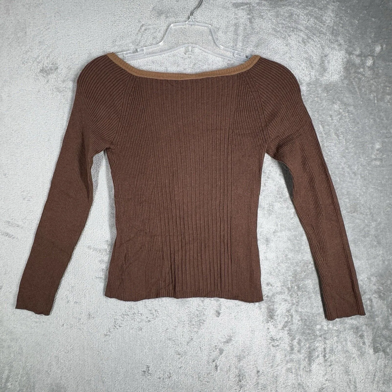 Aeropostale Sweater Juniors Large Brown Ribbed Henley AERO‎ 80s 90s Y2K Vintage - Image 3