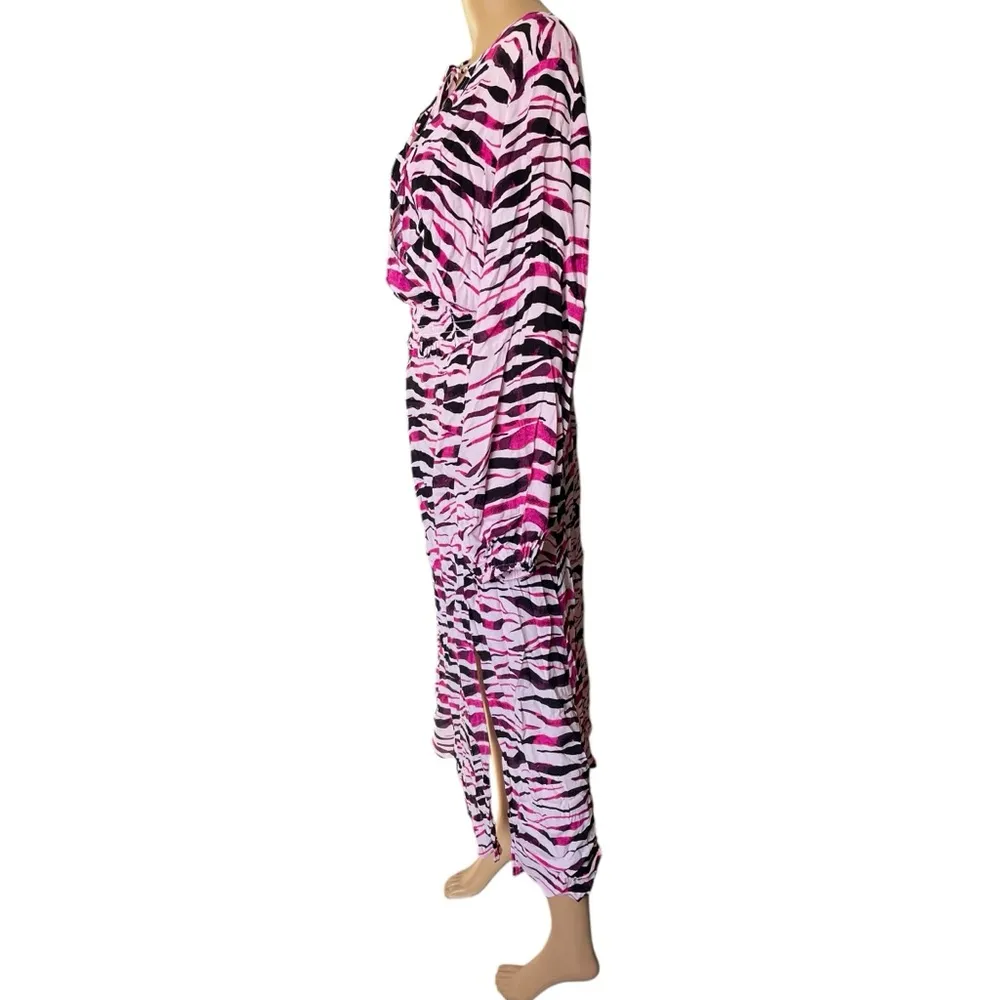 Eloquii Elements Plus Size Pink Black Animal Print Zebra Print Party Maxi Dress - Image 2