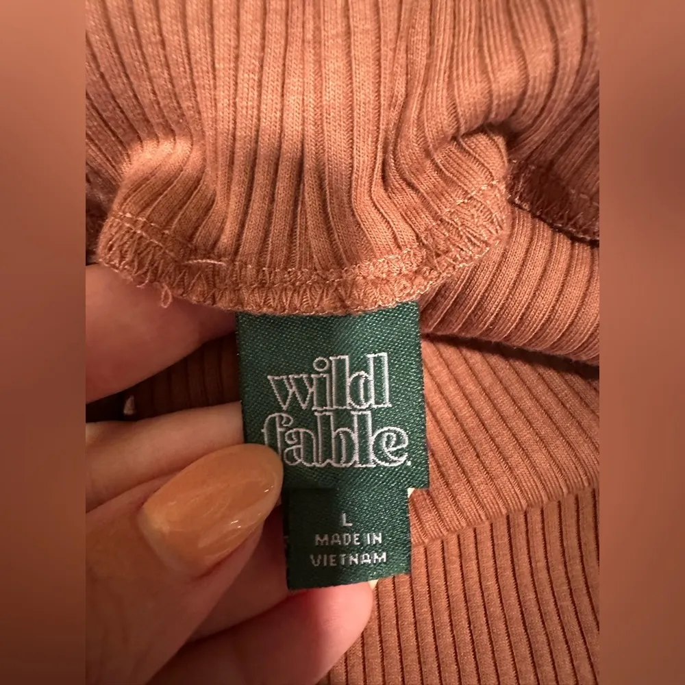 EUC WILD FABLE RIBBED BODYCON LONG SLEEVE TURTKE NECK BLUSH  COLOR MINI DRESS - Image 5