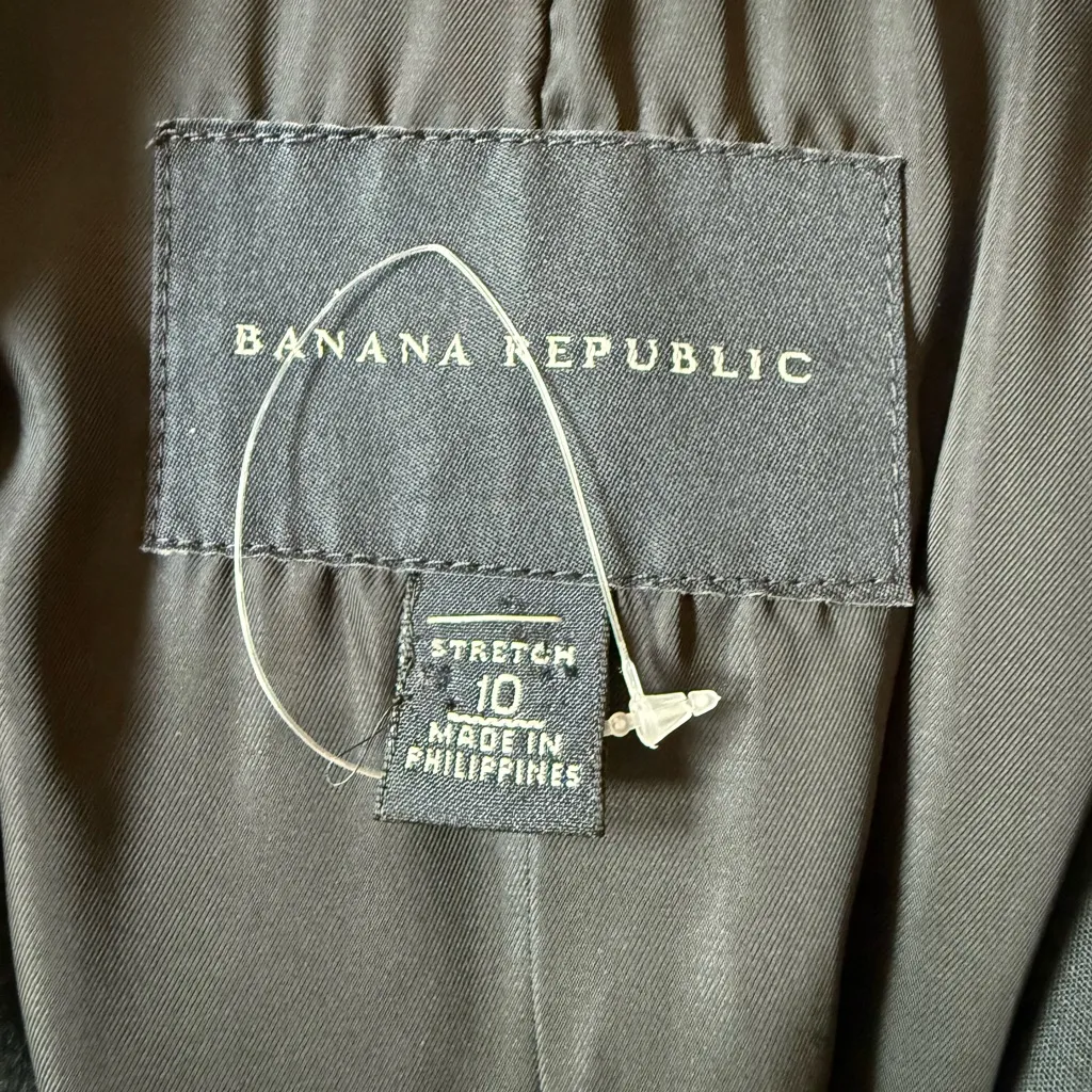 Banana Republic Black Stretch Twill Blazer Pockets Tailored Fitted Classic Sz 10 - Image 7