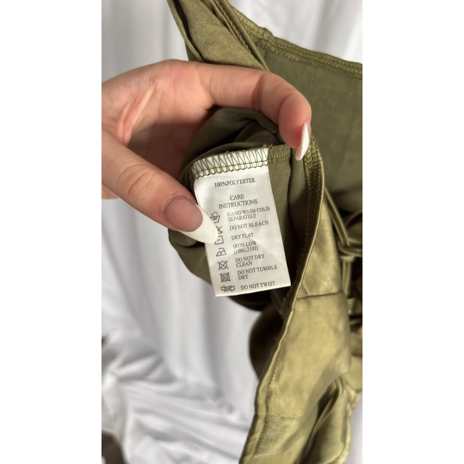 $107 Urban Outfitters Motel Rocks Olive Green Satin Corset Lace Up Top Size M - Image 6