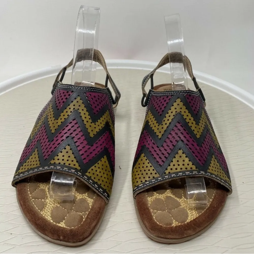 LArtiste Spring Step Sandals Lailah 38 7.5 8 Purple Black Chevron Artist… - Image 2