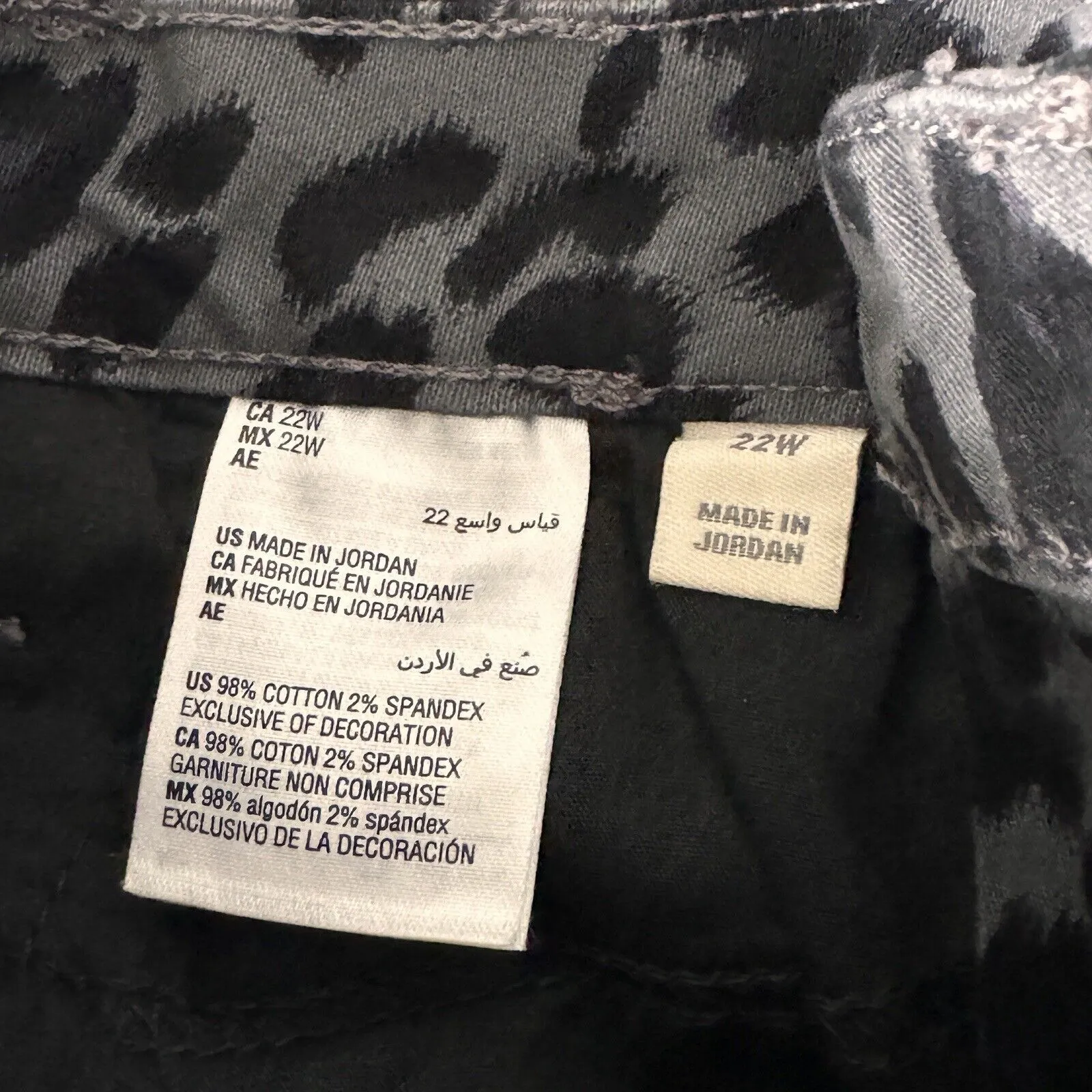 Style & Co SZ 22W Curvy Skinny Jeans Leopard Print Mid-Rise Stretch Gray Black - Image 9