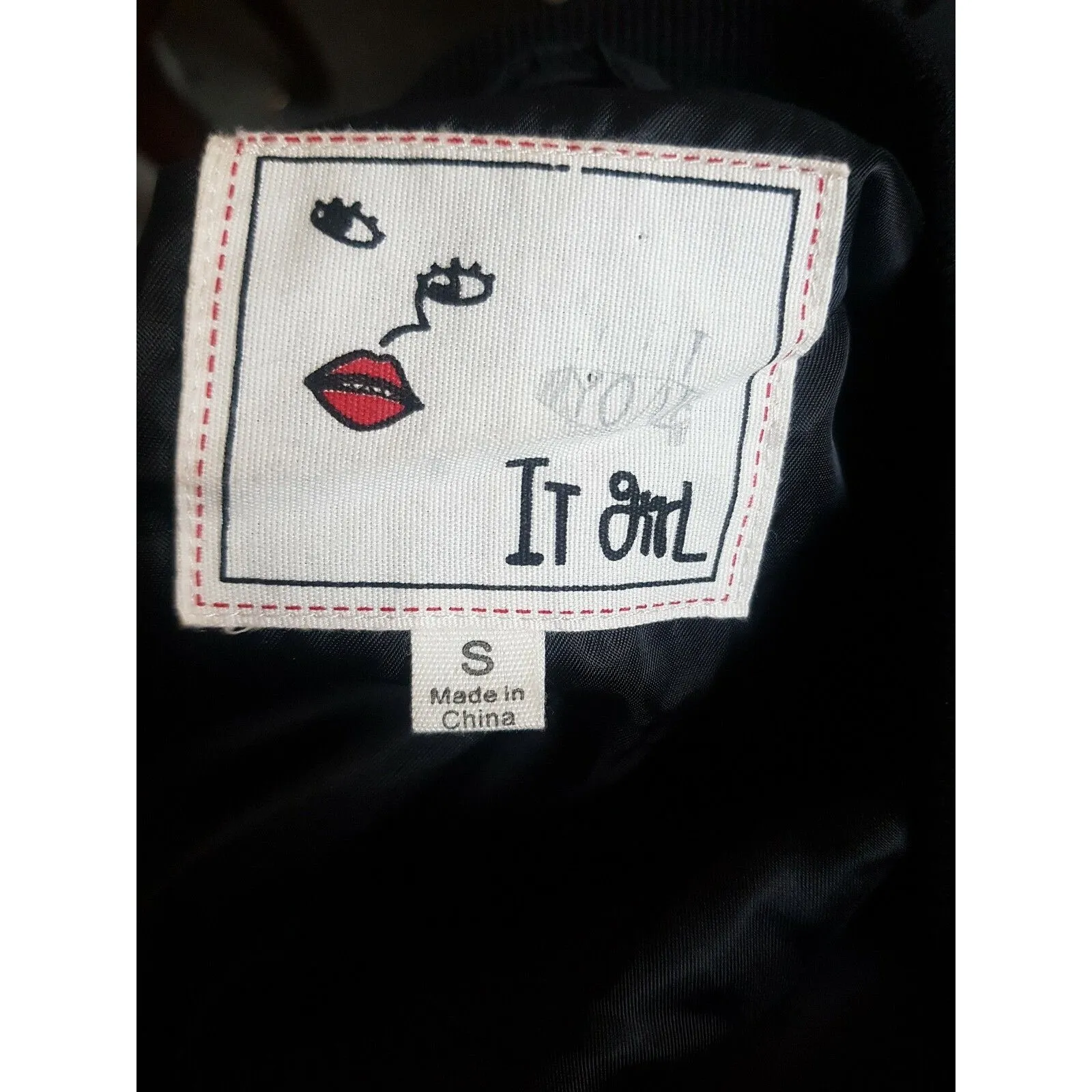 It Girl Jacket Windbreaker Womens Sz Small Streetwear Grunge Y2k Statement Urban Black - Image 13