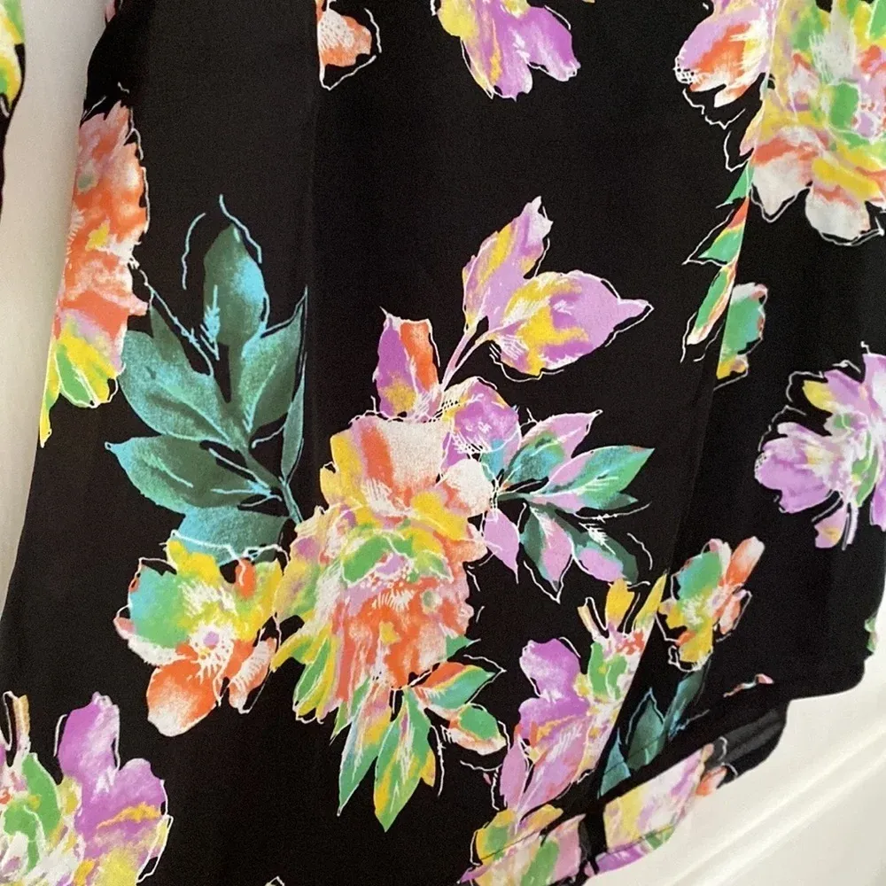 Lush NEW Square Neck Mini Dress Back Smocking Cutout Detail Dark Floral‎ Print - Image 12